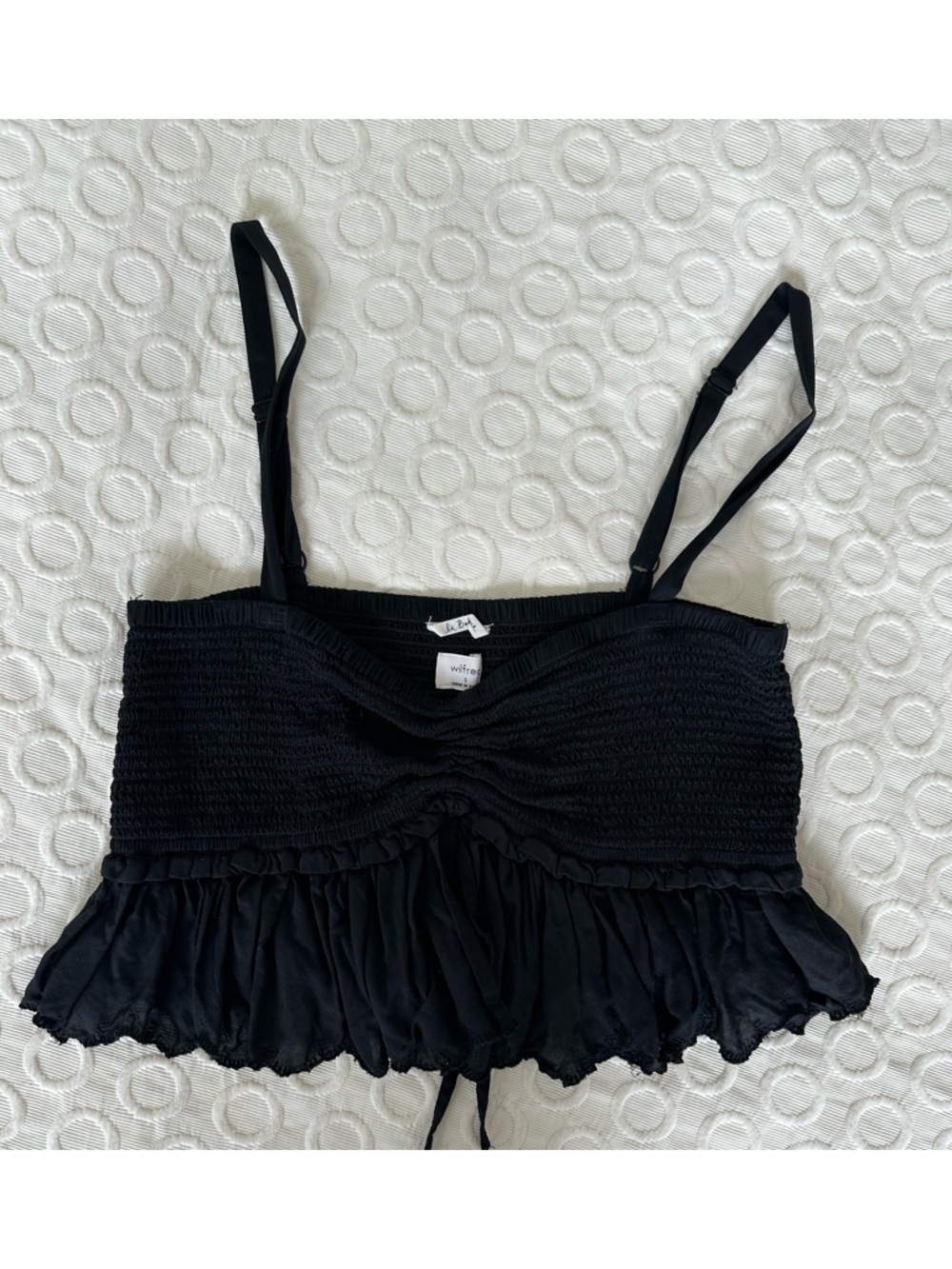 Wilfred Black Smocked Ruffle Cropped Tank